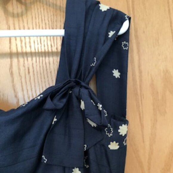 Rare Vintage 1950s David Levine Navy White Rayon Double Strap Dress 14 Large - Picture 4 of 7